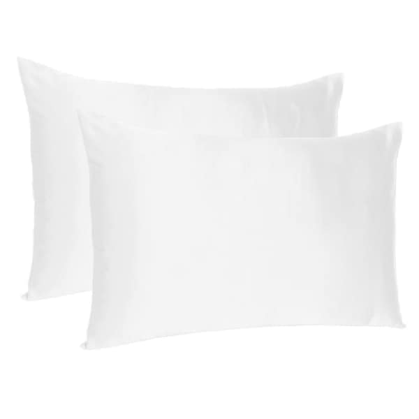 Homeroots 20 x 26 in. White Dreamy Silky Satin Standard Size Pillowcases - 387858