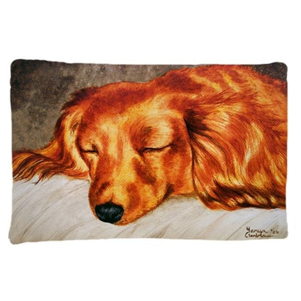 Jensendistributionservices Red Longhaired Dachshund Fabric Standard Pillowcase - MI259479