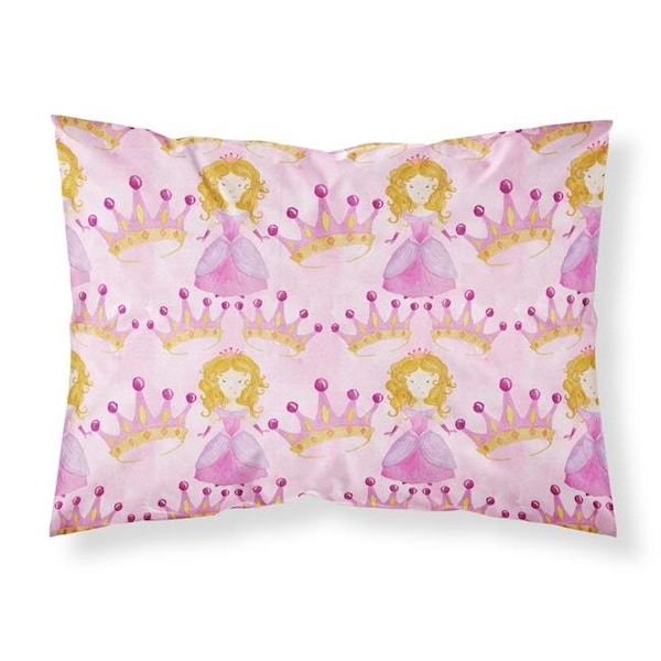 Carolines Treasures Carolines Treasures BB7551PILLOWCASE Watercolor Princess & Crown Fabric Standard Pillowcase - BB7551PILLOWCASE