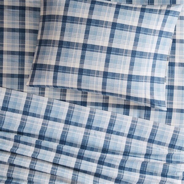 Woolrich Cozy Flannel Sheet Set, Blue Plaid - Queen - WR20-2043