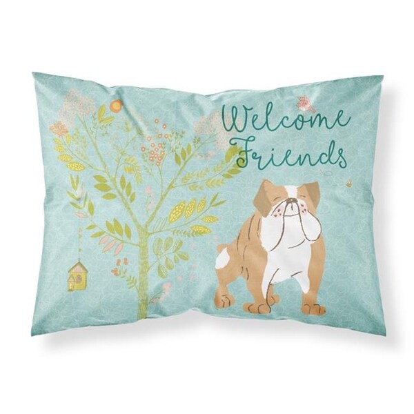 Carolines Treasures Carolines Treasures BB7602PILLOWCASE Welcome Friends English Bulldog Fabric Standard Pillowcase - BB7602PILLOWCASE