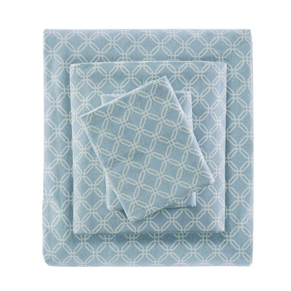 Imageware Systems True North - Sleep Philosophy  Cozy Flannel Sheet Set, Blue Geo - Twin - TN20-0245