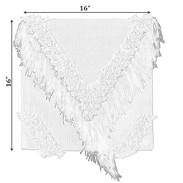 Deerlux 16" Handwoven Cotton Throw Pillow Cover with Embossed and Fringed Crossed line, Yellow - QI004300.YL