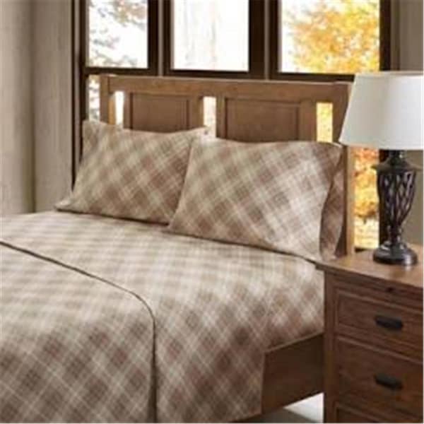 True North By Sleep Philosophy Twin Extra Large Size Sheet Set, Tan Plaid - TN20-0210