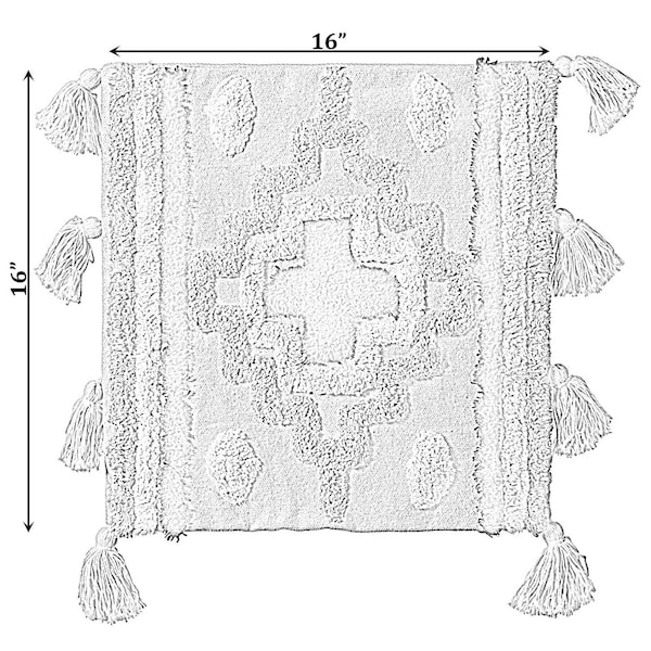 Deerlux 16" Handwoven Cotton Throw Pillow Cover with Tufted Border Pattern and Side Tassels, Multicolor - QI004306.BR