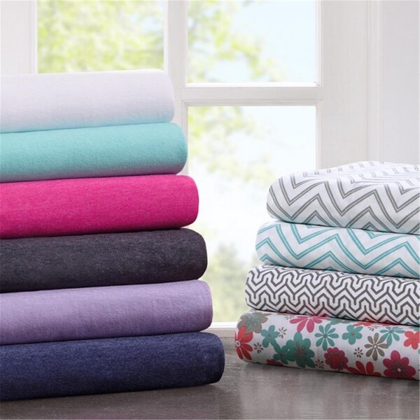 Intelligent Design 50 Precent Cotton 50 Precent Polyester Jersey Knit Sheet Set, White - ID20-689