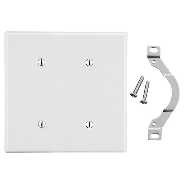 Hubbell Wiring Device-Kellems Wallplate, 2-Gang, 2 Strap Mount Blank, White - P24W