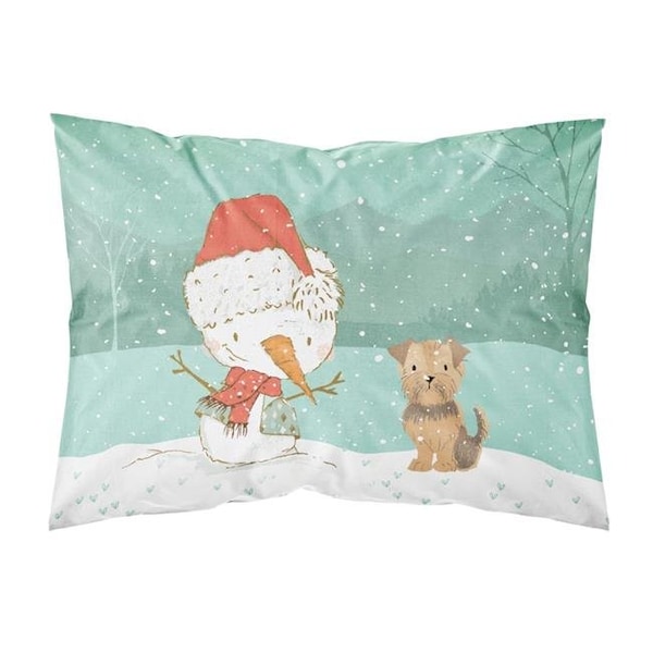 Carolines Treasures Carolines Treasures CK2099PILLOWCASE Yorkie Natural Ears Snowman Christmas Fabric Standard Pillowcase - CK2099PILLOWCASE