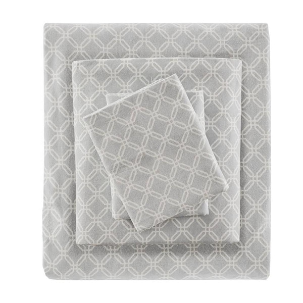 Imageware Systems Cozy Flannel Sheet Set, Grey Geo - California King - TN20-0244