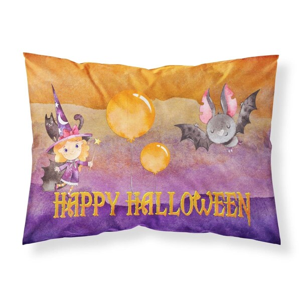 Carolines Treasures Halloween Little Witch & Bat Fabric Standard Pillowcase - BB7458PILLOWCASE