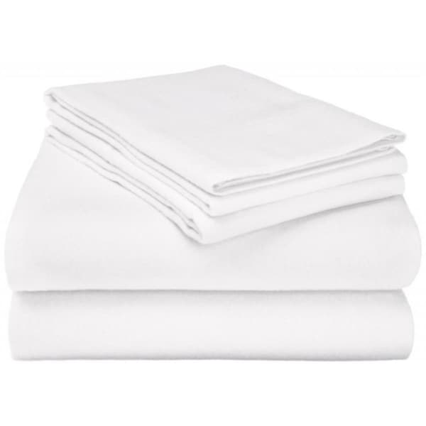 Superior  Impressions by Luxor Treasures FLACKSH SLWH Cotton Flannel California King Sheet Set Solid; White - FLACKSH SLWH