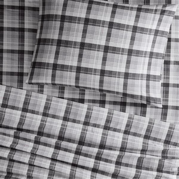 Woolrich Cozy Flannel Sheet Set, Grey Plaid - California King - WR20-2048