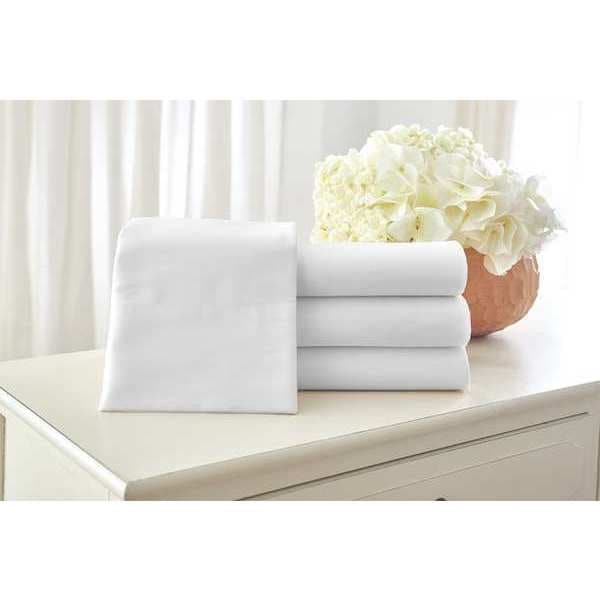 5 Star Hotel Collection Flat Sheet, 2x2" Hem, 97x115", PK12 - 1S49841