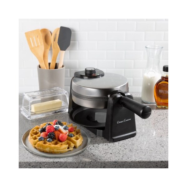 Hastings Home Waffle Iron-Classic 180 Rotation Flip with Nonstick Plates, Removable Drip Pan, Folding Handle - 685382MXR