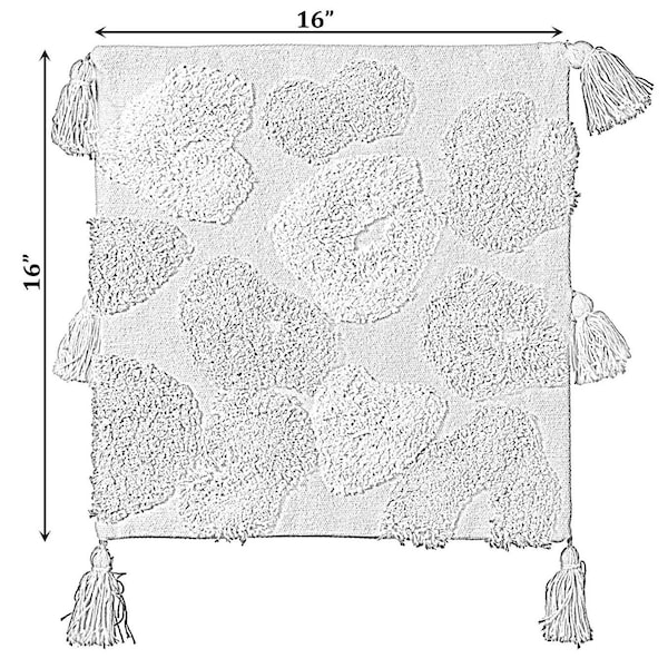 Deerlux 16" Handwoven Cotton Throw Pillow Cover with Tufted Broken Circle Pattern and Side Tassels - QI004306.CE