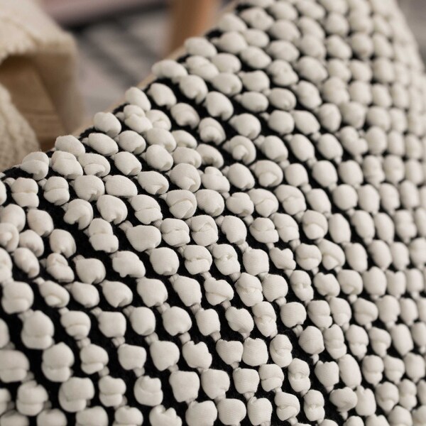 Deerlux 16" Handwoven Cotton Throw Pillow Cover with Embossed white dots on Black with Filler, Black & White - QI004301.BK.K