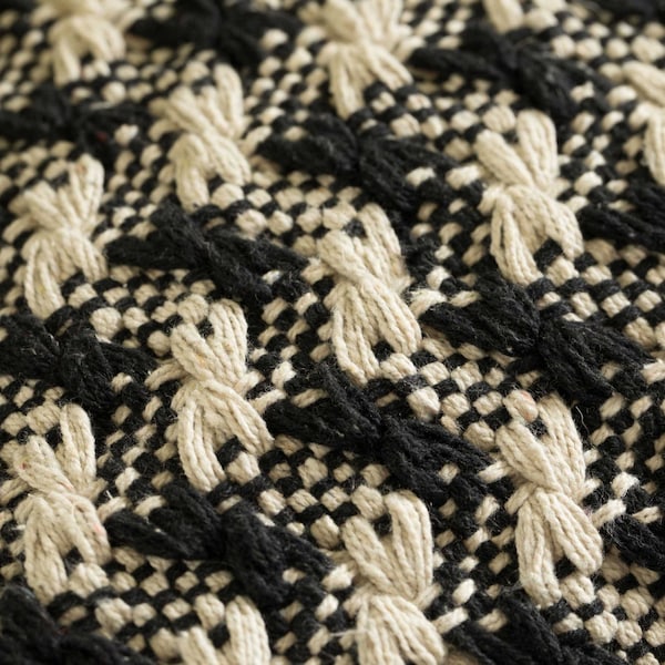Deerlux 16" Handwoven Cotton Throw Pillow Cover with Small Black & White Chevron Pattern, Black & White - QI004302.CV