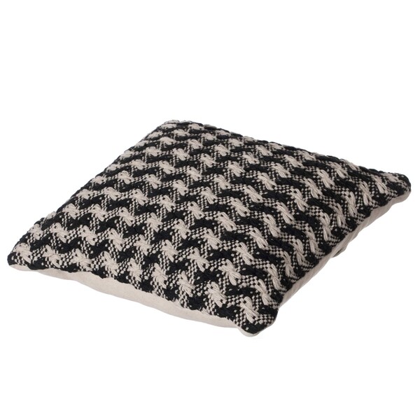 Deerlux 16" Handwoven Cotton Throw Pillow Cover with Small Black & White Chevron Pattern, Black & White - QI004302.CV