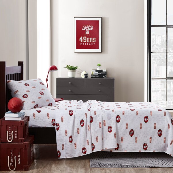 Logo Brands San Francisco 49ers Scatter Bedding Sheet Set Twin - 627-BSST-B3