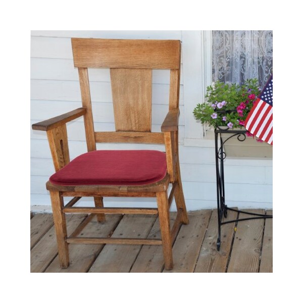 Hastings Home Memory Foam Chair Cushion, Square 16"x 16.25" Pad with Ties/PVC Dot Backing for Kitchen, Dining(Red) - 197427EVN
