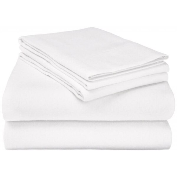 Superior  Impressions by Luxor Treasures FLAQNSH SLWH Cotton Flannel Queen Sheet Set Solid; White - FLAQNSH SLWH