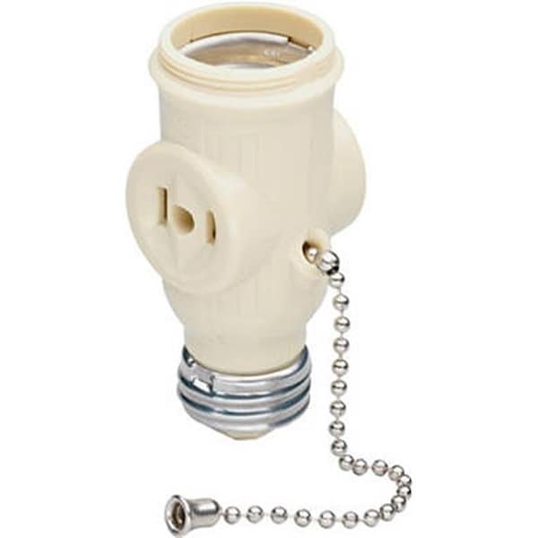 Nextgen 1406ICC10 250W 2 Pole 2 Wire Medium Base Lamp Holder With 2 Outlet; Ivory - NE570292