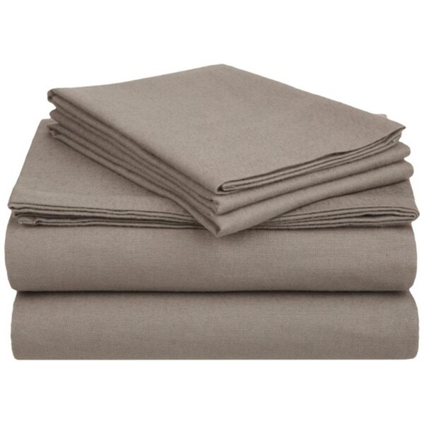 Superior  Impressions by Luxor Treasures FLACKSH SLGR Cotton Flannel California King Sheet Set Solid; Grey - FLACKSH SLGR
