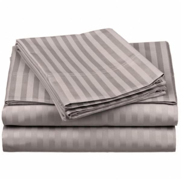 Impressions By Luxor Treasures Egyptian Cotton 650 Thread Count Stripe Sheet Set Full-Grey - 650FLSH STGR