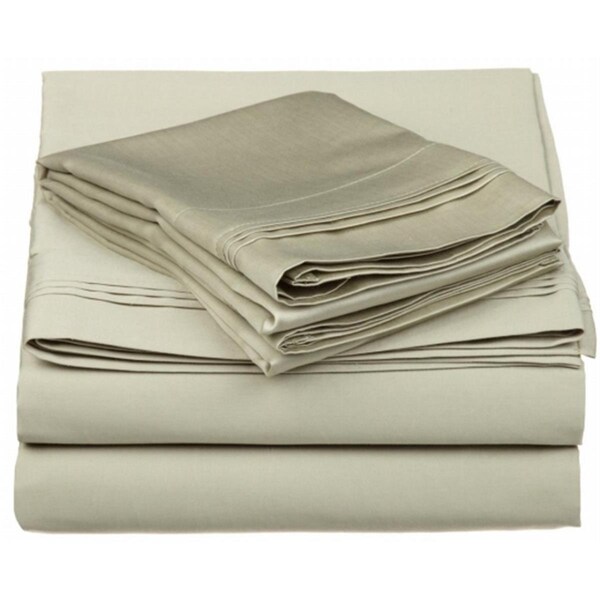 Impressions By Luxor Treasures Egyptian Cotton 650 Thread Count Solid Sheet Set Olympic Queen-Sage - 650OQSH SLSG