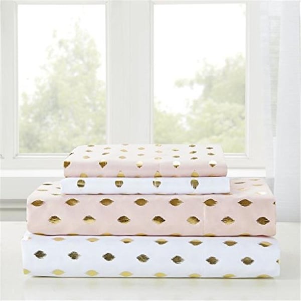 Intelligent Design Intelligent Design ID20-1471 Printed Sheet Set - White & Gold; Full Size - ID20-1471