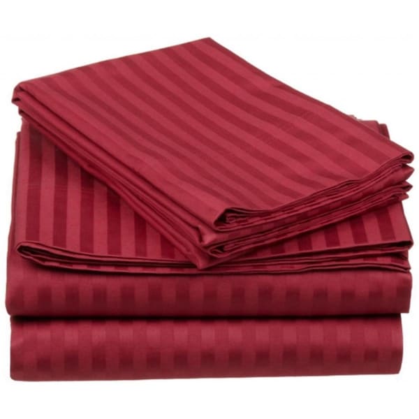 Impressions By Luxor Treasures Egyptian Cotton 650 Thread Count Stripe Sheet Set King-Burgundy - 650KGSH STBG