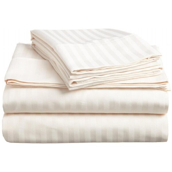 Superior  400 Thread Count Egyptian Cotton Twin XL Sheet Set Stripe  Ivory - 400XLSH STIV