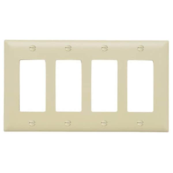 Nextgen TP264ICC10 4 Gang 4 Decorator Opening Nylon Wall PlateIvory - NE586476