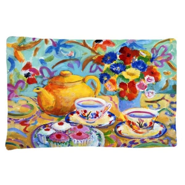 Carolines Treasures Carolines Treasures HWH0011PILLOWCASE Teal Tea by Wendy Hoile Fabric Standard Pillowcase - HWH0011PILLOWCASE