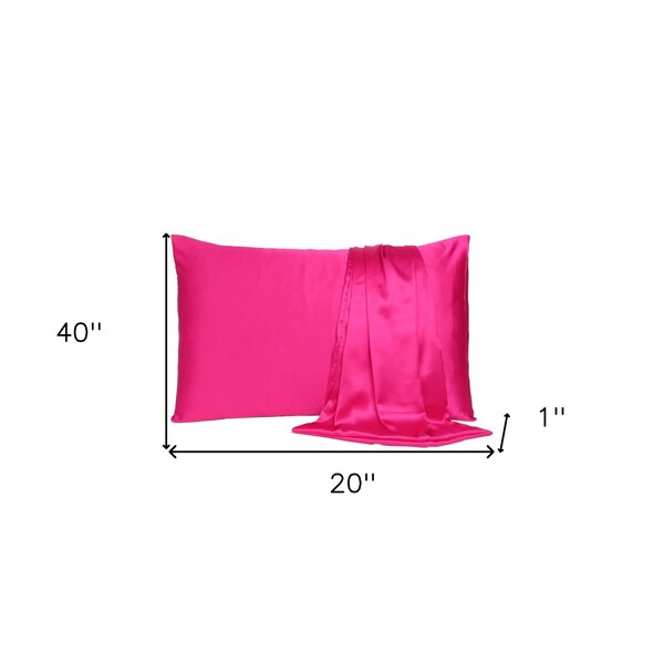 Homeroots 20 x 40 in. Fuchsia Dreamy Silky Satin King Size Pillowcases - 387849