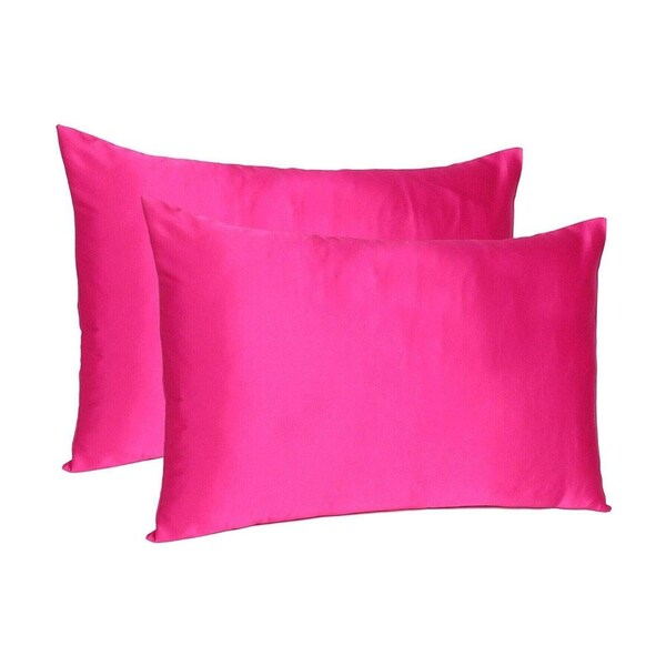 Homeroots 20 x 40 in. Fuchsia Dreamy Silky Satin King Size Pillowcases - 387849