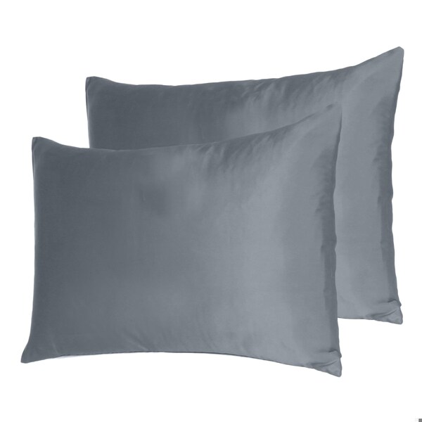 Homeroots 20 x 26 in. Dark Gray Dreamy Silky Satin Standard Size Pillowcases - 387880