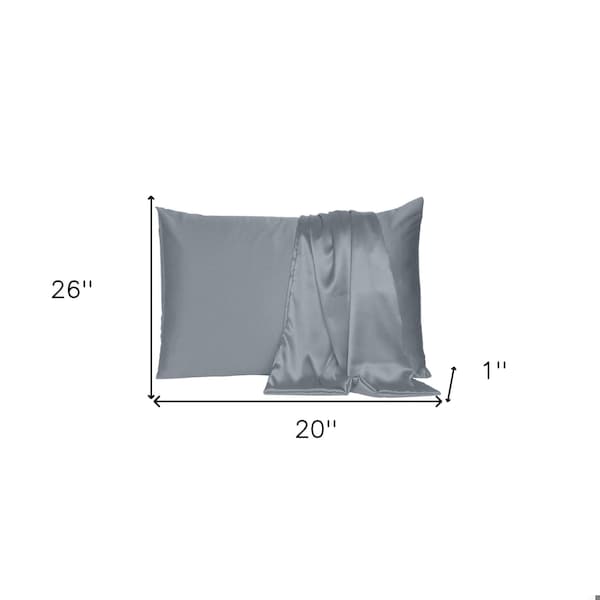 Homeroots 20 x 26 in. Dark Gray Dreamy Silky Satin Standard Size Pillowcases - 387880