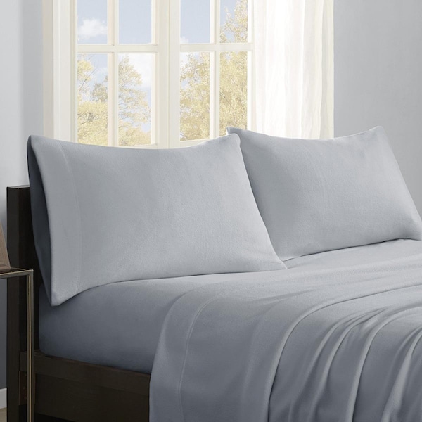 True North By Sleep Philosophy True North Micro Fleece Sheet Set, King - Grey - SHET20-529