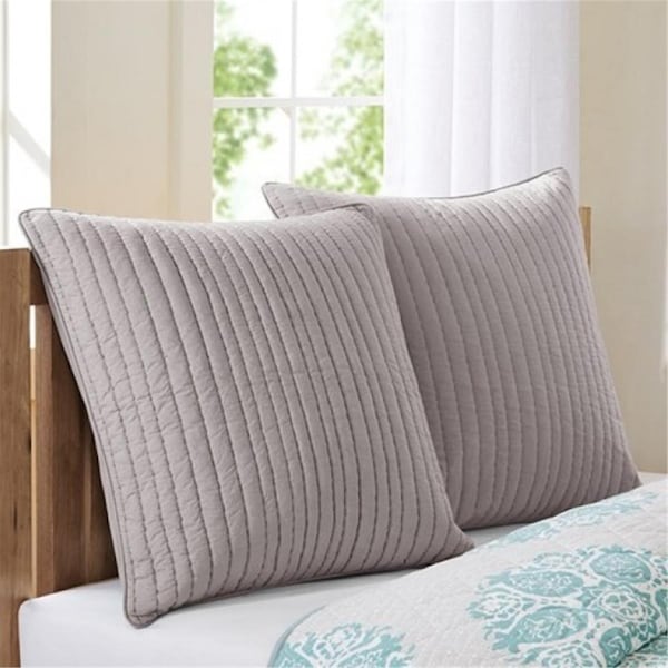 Ink Plus Ivy Kids Cotton Quilted Euro Sham With Embroidery - Taupe - II11-229