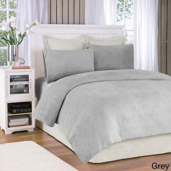 True North By Sleep Philosophy True North by Sleep Philosophy BL20-0871 Soloft Plush Sheet Set; Grey - Queen - BL20-0871