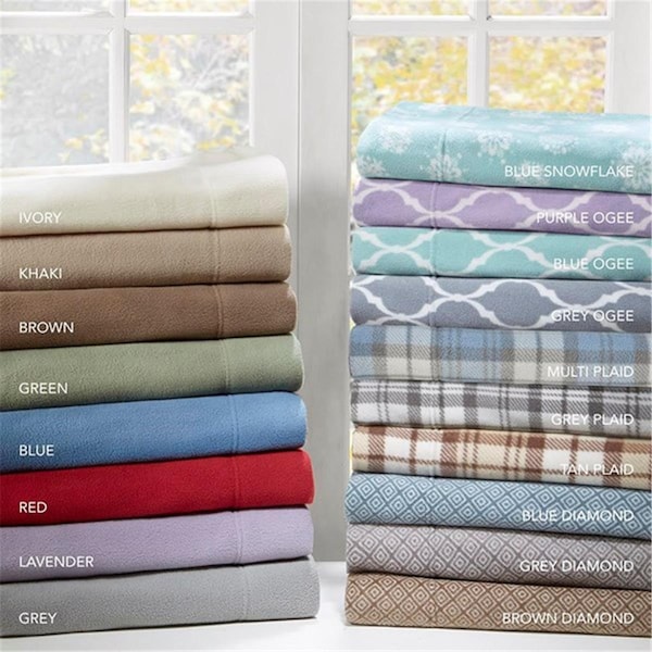 True North By Sleep Philosophy True North Polyester Knitted Micro Fleece Printed Sheet Set, Grey Plaid, King - SHET20-999