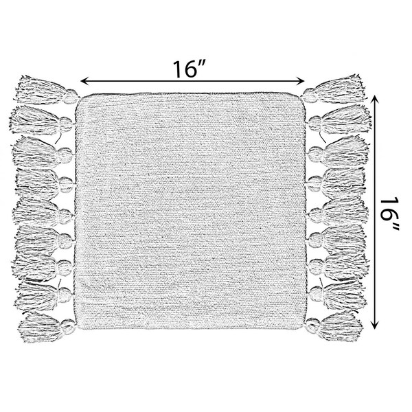 Deerlux 16" Handwoven Cotton Throw Pillow Cover with Side Fringed Tassels, Natural - QI004309.NC