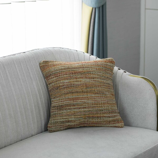 Deerlux 16" Handwoven Wool & Cotton Throw Pillow Cover with Woven Knit Texture with Filler, Rust - QI004316.RT.K