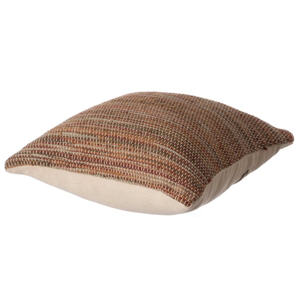 Deerlux 16" Handwoven Wool & Cotton Throw Pillow Cover with Woven Knit Texture with Filler, Rust - QI004316.RT.K