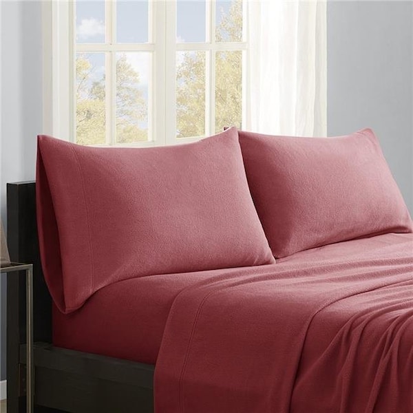 True North By Sleep Philosophy True North SHET20-740 Micro Fleece Red Sheet Set - California King - SHET20-740