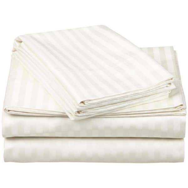 Impressions By Luxor Treasures Egyptian Cotton 650 Thread Count Stripe Sheet Set King-Ivory - 650KGSH STIV