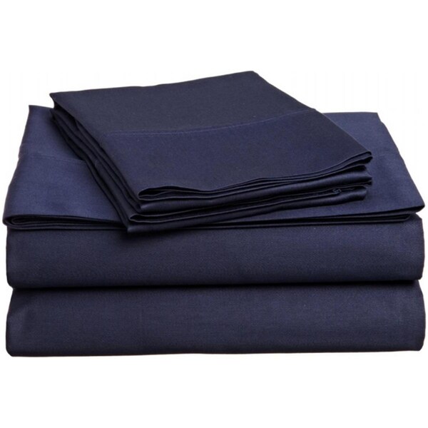 Impressions By Luxor Treasures 400 Thread Count Egyptian Cotton Queen Sheet Set Solid Navy Blue - 400QNSH SLNB