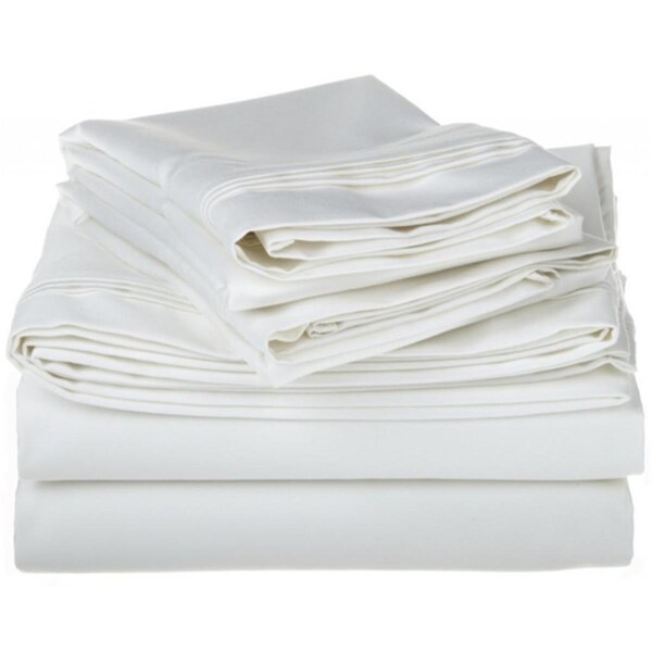 Impressions By Luxor Treasures Egyptian Cotton 1000 Thread Count Solid Sheet Set Olympic Queen-White - 1000OQSH SLWH