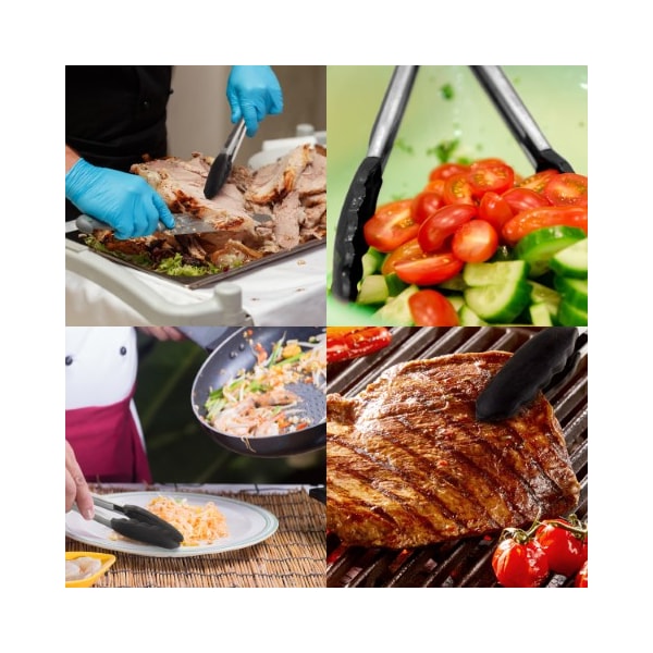 Hastings Home Set of 3 Kitchen Tongs, Stainless Steel with Non-Stick Silicone Tips, Utensils for Cooking, Grilling - 922444EXN